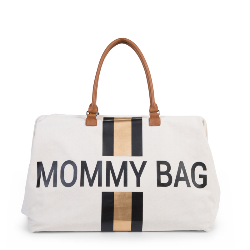 Mommy Bag Táska – fehér csíkos arany/fekete