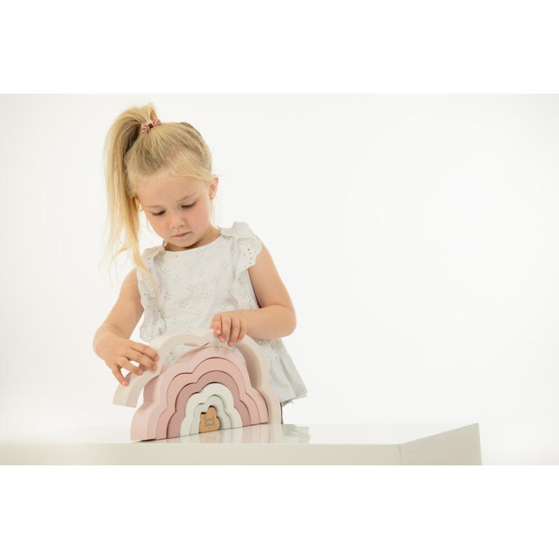 Label Label - Fa montessori felhő-szivárvány építő (rózsaszín)