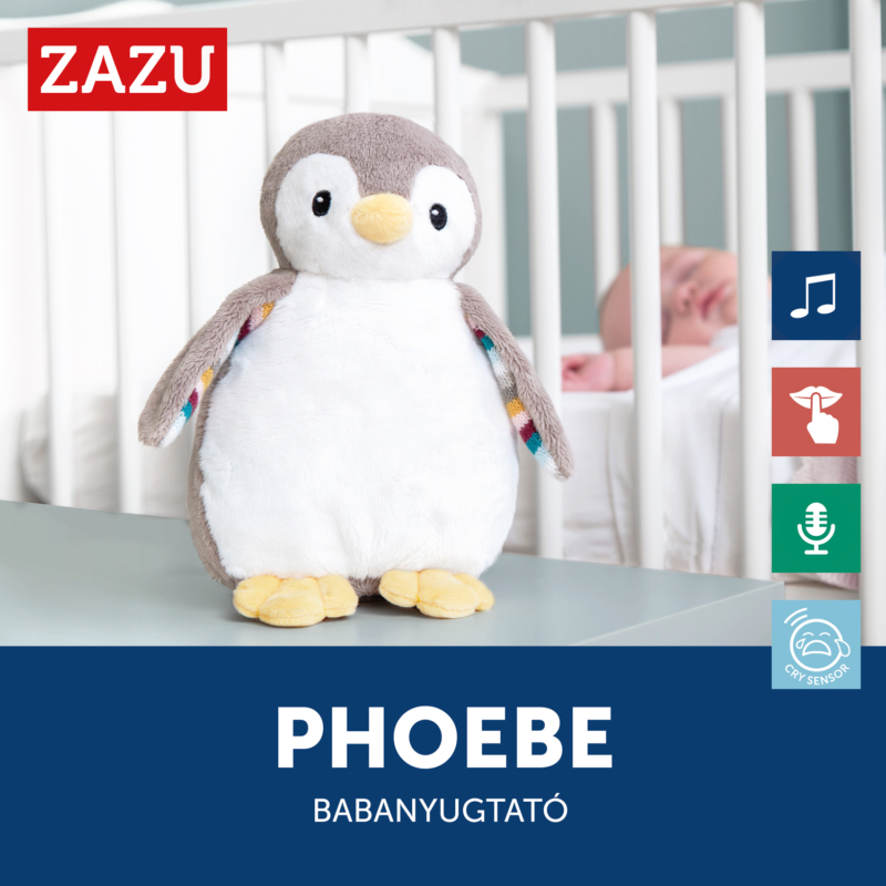 Zazu – PHOEBE babanyugtató plüsspingvin éjjeli fénnyel és hangrögzítővel