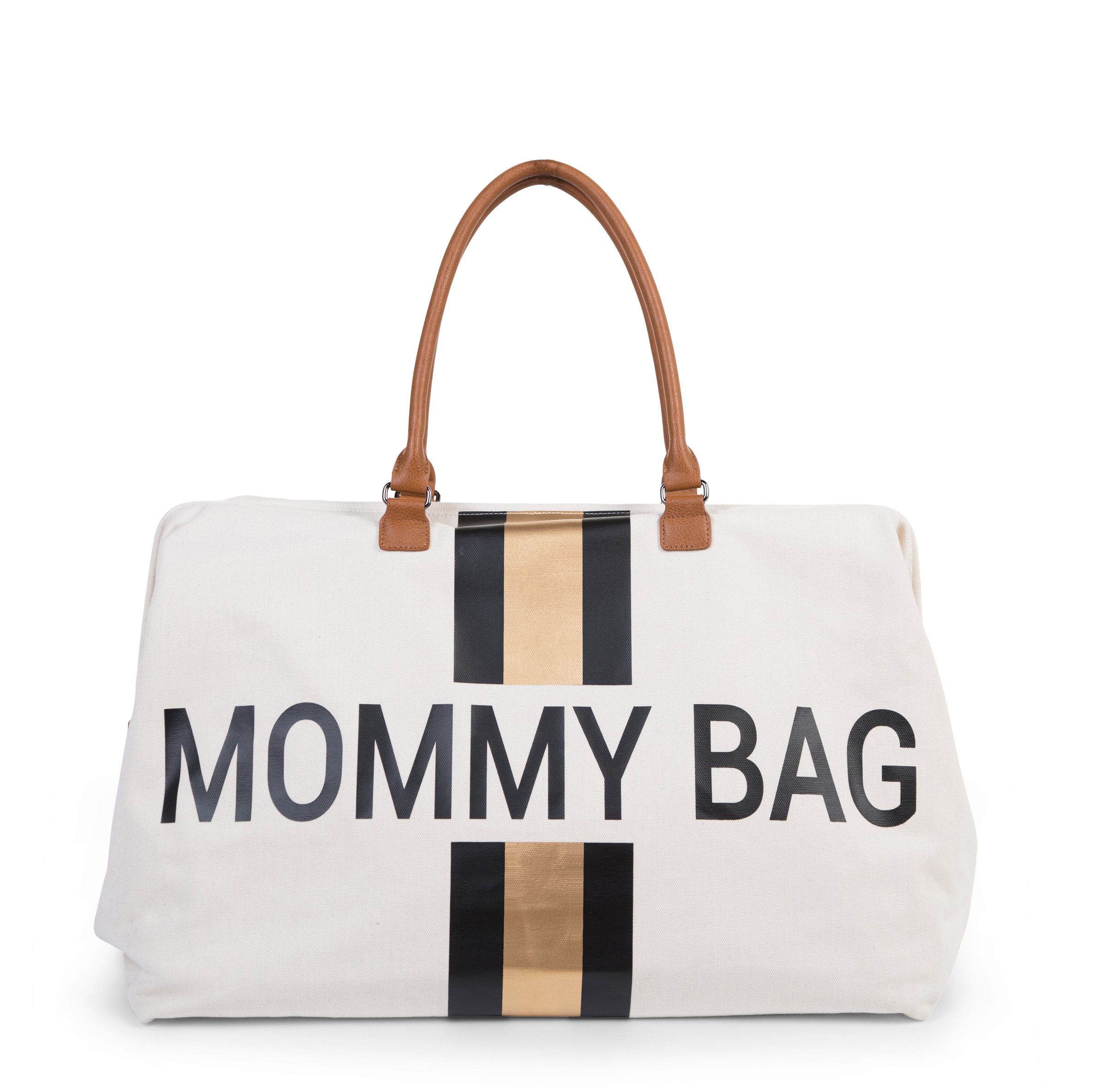 Mommy Bag Táska – fehér csíkos arany/fekete