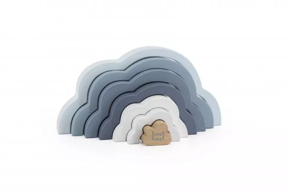 Label Label - Fa montessori felhő-szivárvány építő (kék)